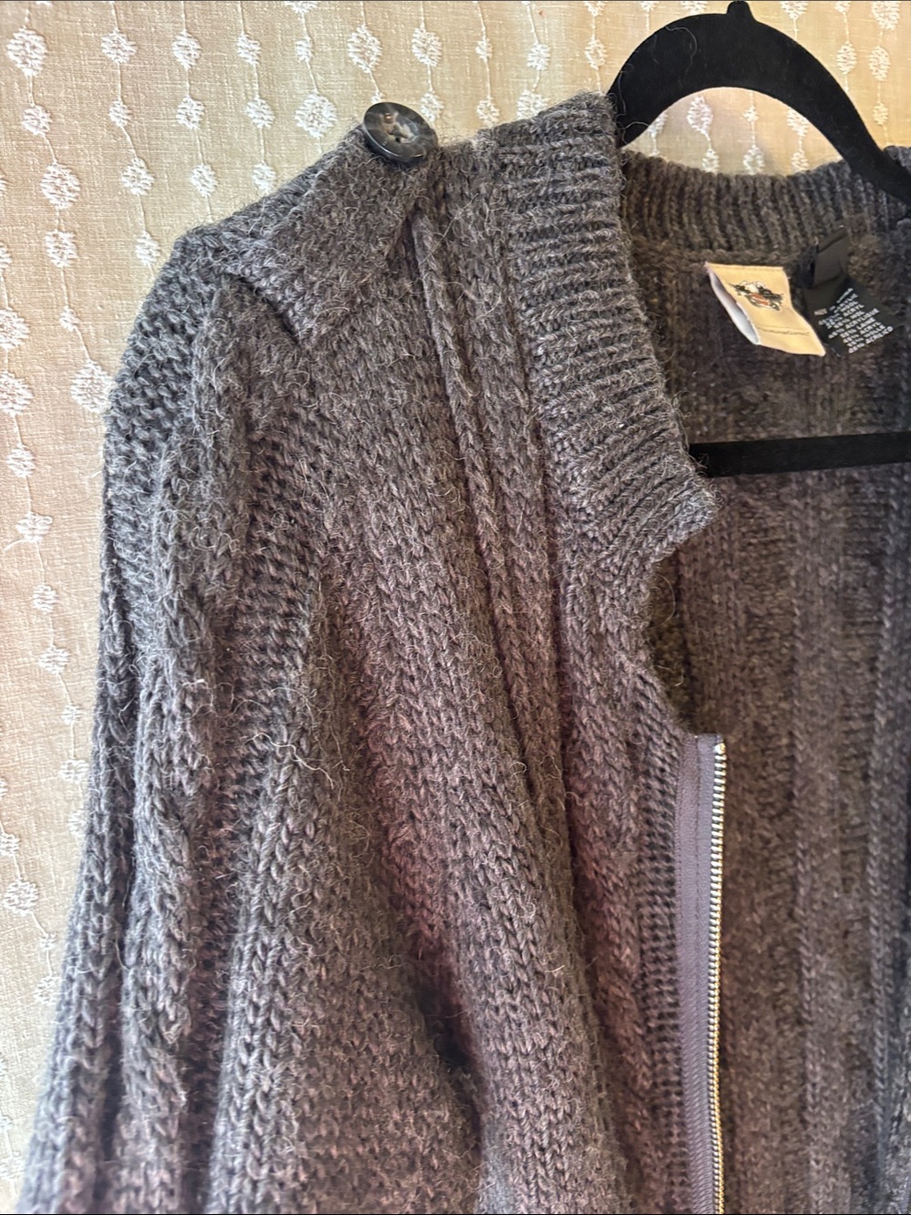 Harley-Davidson Gray Cable Knit Zip-Front Cardigan - Picture 7 of 9